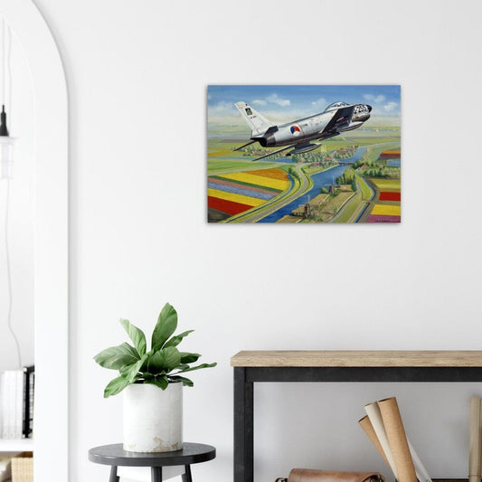 Thijs Postma - Poster - North American F-86K Sabre Over Dutch Landscape Poster Only TP Aviation Art