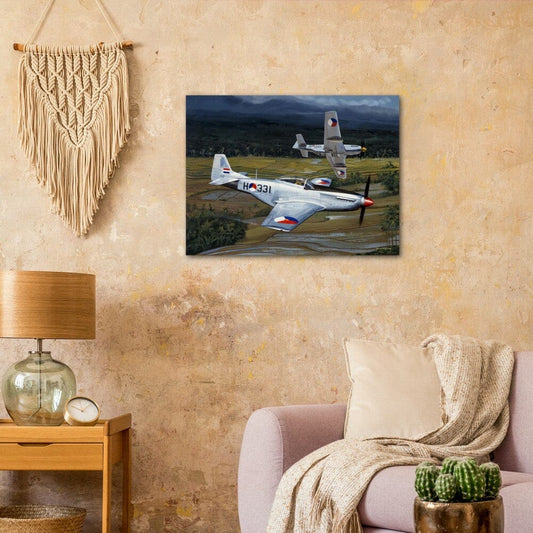 Thijs Postma - Poster - North American P-51D Mustangs Roaming The Skies Over The Dutch Indies Poster Only TP Aviation Art