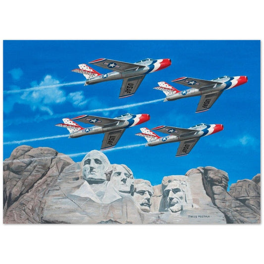 Thijs Postma - Poster - Republic F-84 Thunderbirds At Mount Rushmore Poster Only TP Aviation Art