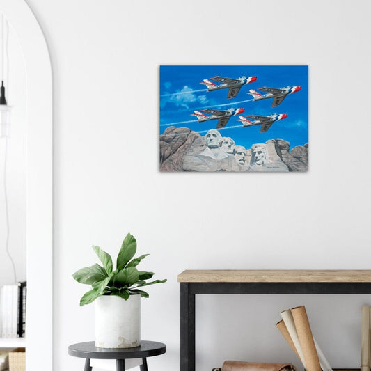 Thijs Postma - Poster - Republic F-84 Thunderbirds At Mount Rushmore Poster Only TP Aviation Art