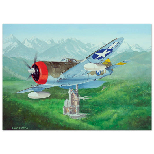 Thijs Postma - Poster - Republic Thunderbolt USAF Over Schloss Neuschwanstein Poster Only TP Aviation Art 50x70 cm / 20x28″