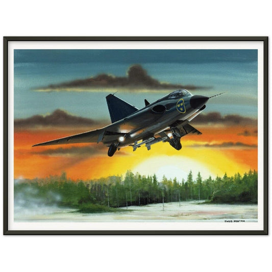 Thijs Postma - Poster - SAAB J-35 Draken - Metal Frame Poster - Metal Frame TP Aviation Art