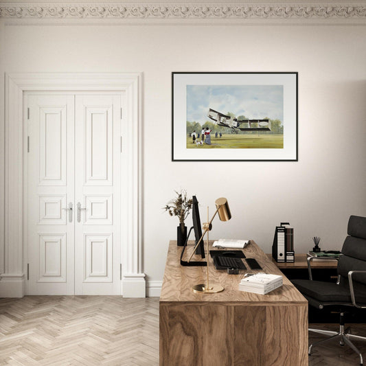 Thijs Postma - Poster - Santos-Dumont 14-bis First Flight Over Europe - Metal Frame Poster - Metal Frame TP Aviation Art