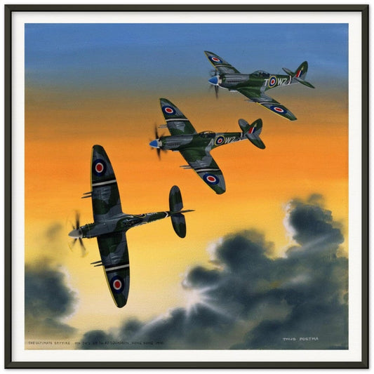 Thijs Postma - Poster - Supermarine Spitfire Mk.24 In HongKong - Metal Frame Poster - Metal Frame TP Aviation Art