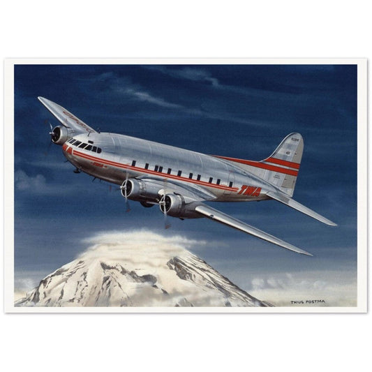 Thijs Postma - Poster - TWA Boeing 307B Stratoliner Snowy Mountain Poster Only TP Aviation Art