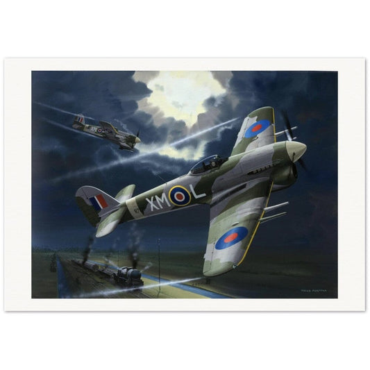 Thijs Postma - Poster - Two Hawker Typhoons Disabling A Train Poster Only TP Aviation Art