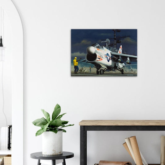 Thijs Postma - Poster - Vought A-7A Corsair II Taking Off USS Ranger Poster Only TP Aviation Art