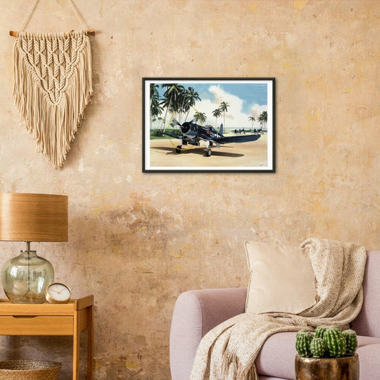Thijs Postma - Poster - Vought F4U-1A Corsair Of Lt Ike Kepford In The Pacific - Metal Frame Poster - Metal Frame TP Aviation Art