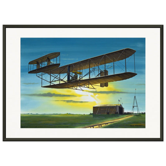 Thijs Postma - Poster - Wright Flyer First Flight Over The Netherlands 1909 - Metal Frame Poster - Metal Frame TP Aviation Art 50x70 cm / 20x28″