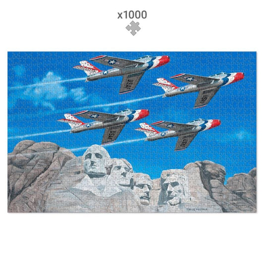 Thijs Postma - Puzzle - Republic F-84 Thunderbirds At Mount Rushmore - 1000 pieces Jigsaw Puzzles TP Aviation Art
