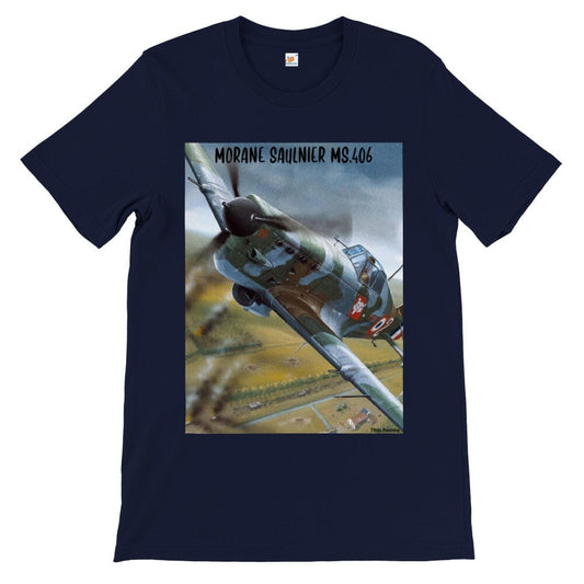 Thijs Postma - T-shirt - Morane Saulnier MS.406 In Action In 1940 - Premium Unisex T-shirt TP Aviation Art