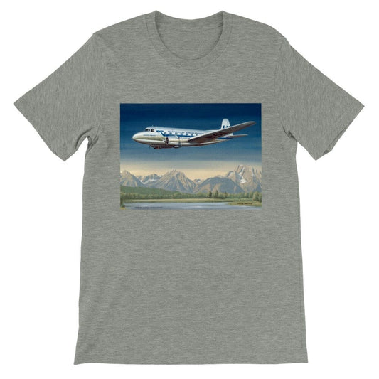 Thijs Postma - T-shirt - SAAB 90A Scandia SAS Flying Over Sweden - Premium Unisex T-shirt TP Aviation Art Athletic Heather S