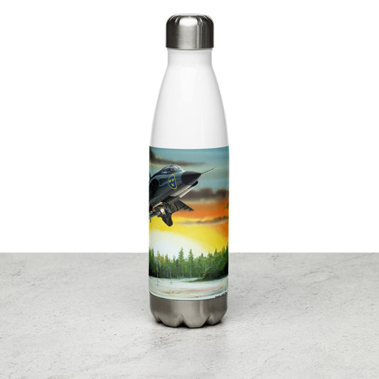 Thijs Postma - Water Bottle - SAAB J-35 Draken - Stainless Steel 17oz Water Bottles TP Aviation Art