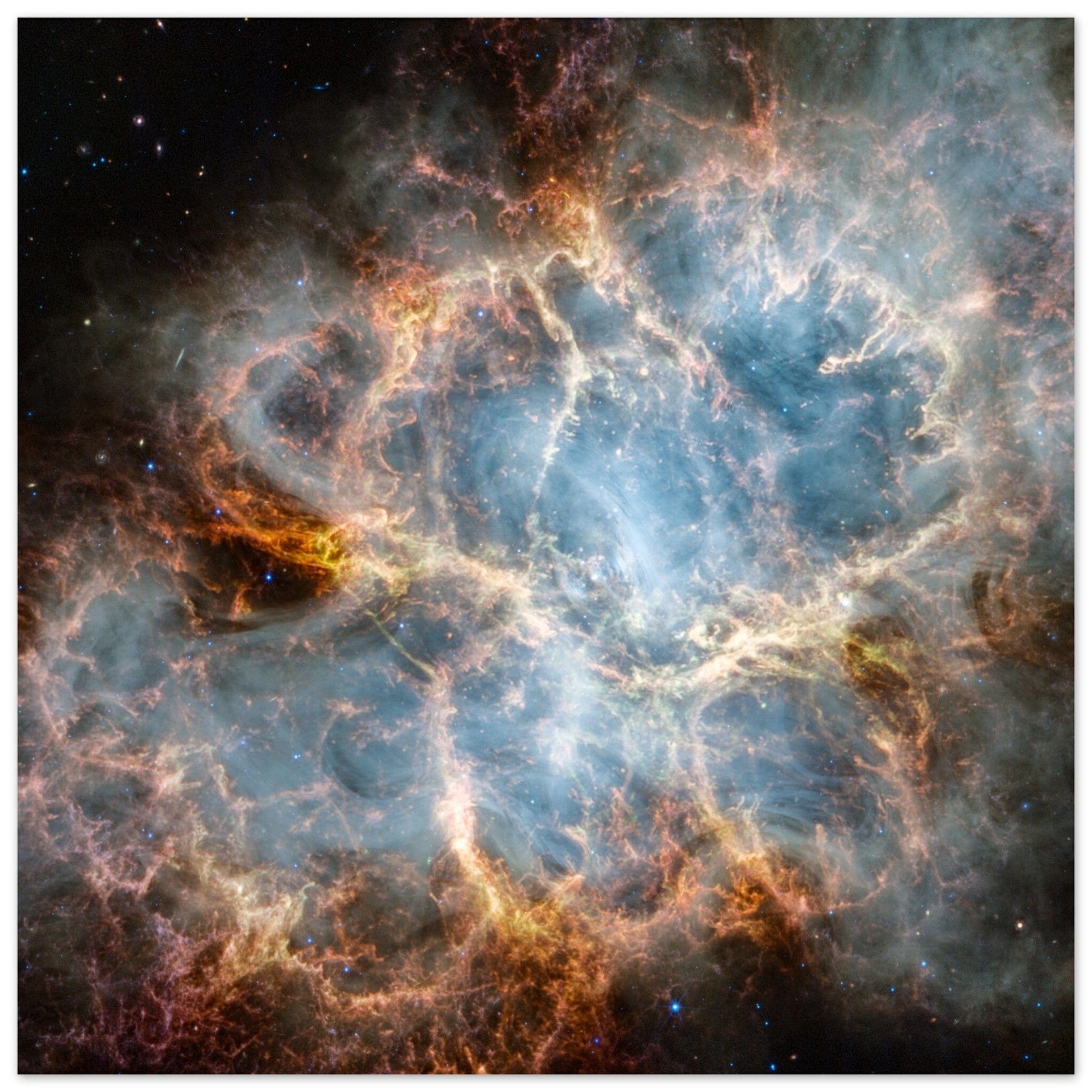NASA - Poster - Aluminum - 28. Crab Nebula (NIRCam and MIRI Image) - James Webb Space Telescope Aluminum Print TP Aviation Art 60x60 cm / 24x24″ 