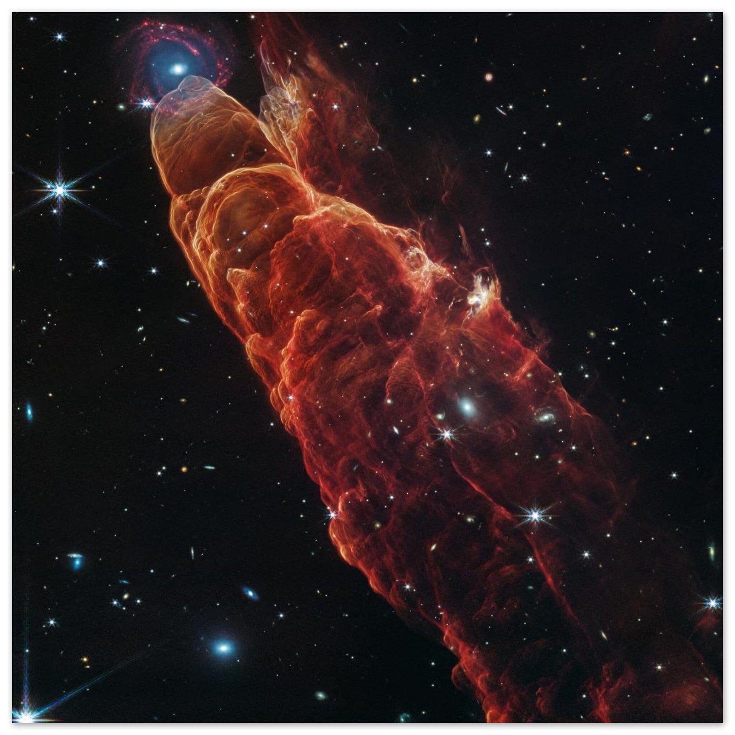 NASA - Poster - Aluminum - 35. Herbig-Haro 49/50 (NIRCam and MIRI Image) - James Webb Space Telescope Aluminum Print TP Aviation Art 40x40 cm / 16x16″ 