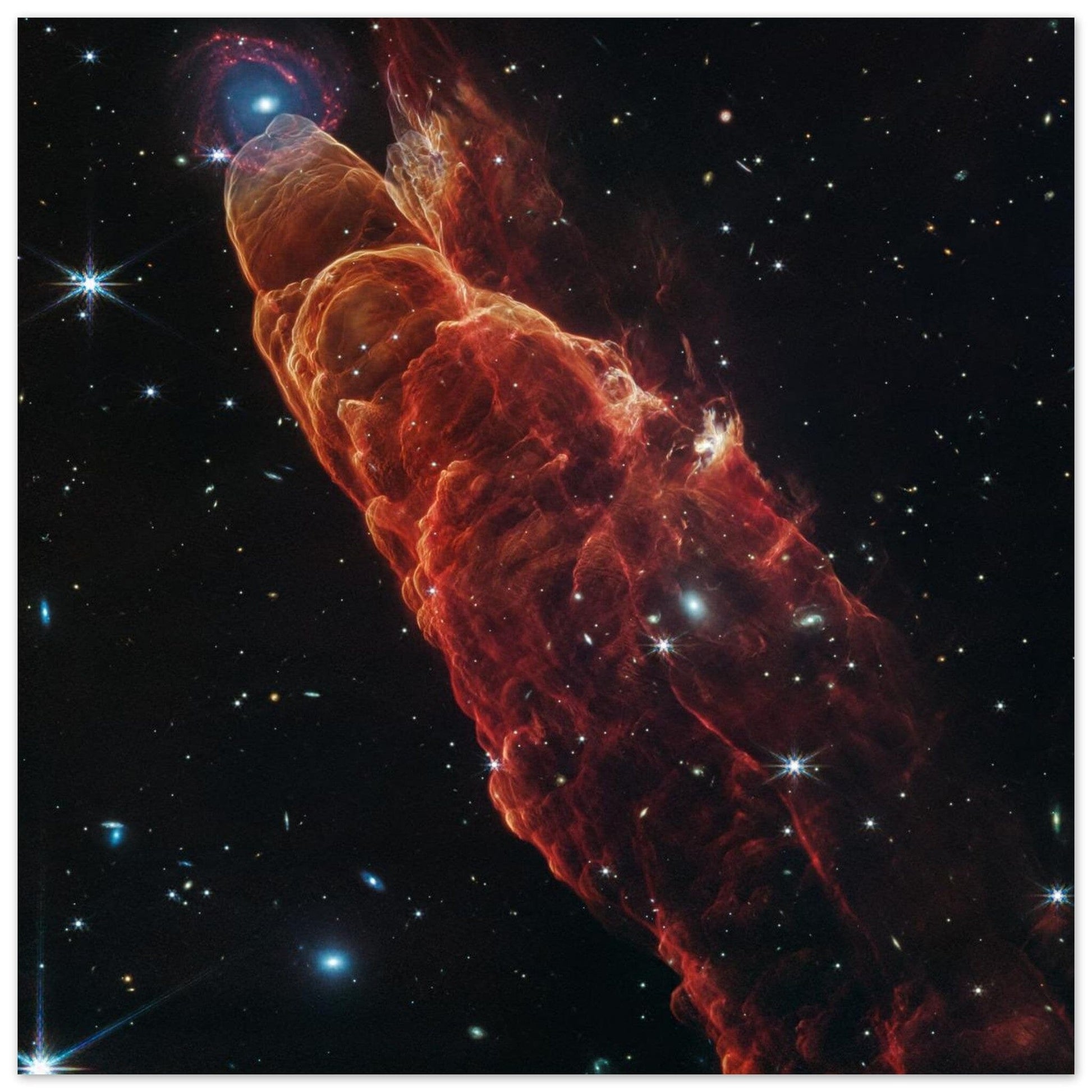 NASA - Poster - Aluminum - 35. Herbig-Haro 49/50 (NIRCam and MIRI Image) - James Webb Space Telescope Aluminum Print TP Aviation Art 50x50 cm / 20x20″ 