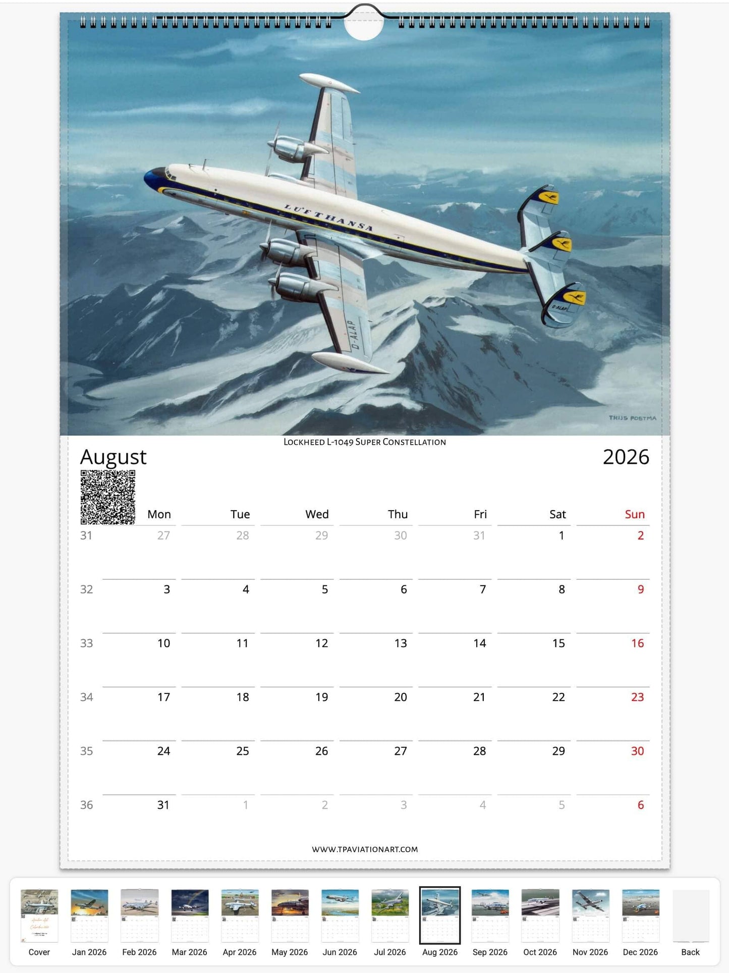 Thijs Postma - Aviation Art Calendar 2026 - Constellation Collection Calendar TP Aviation Art 