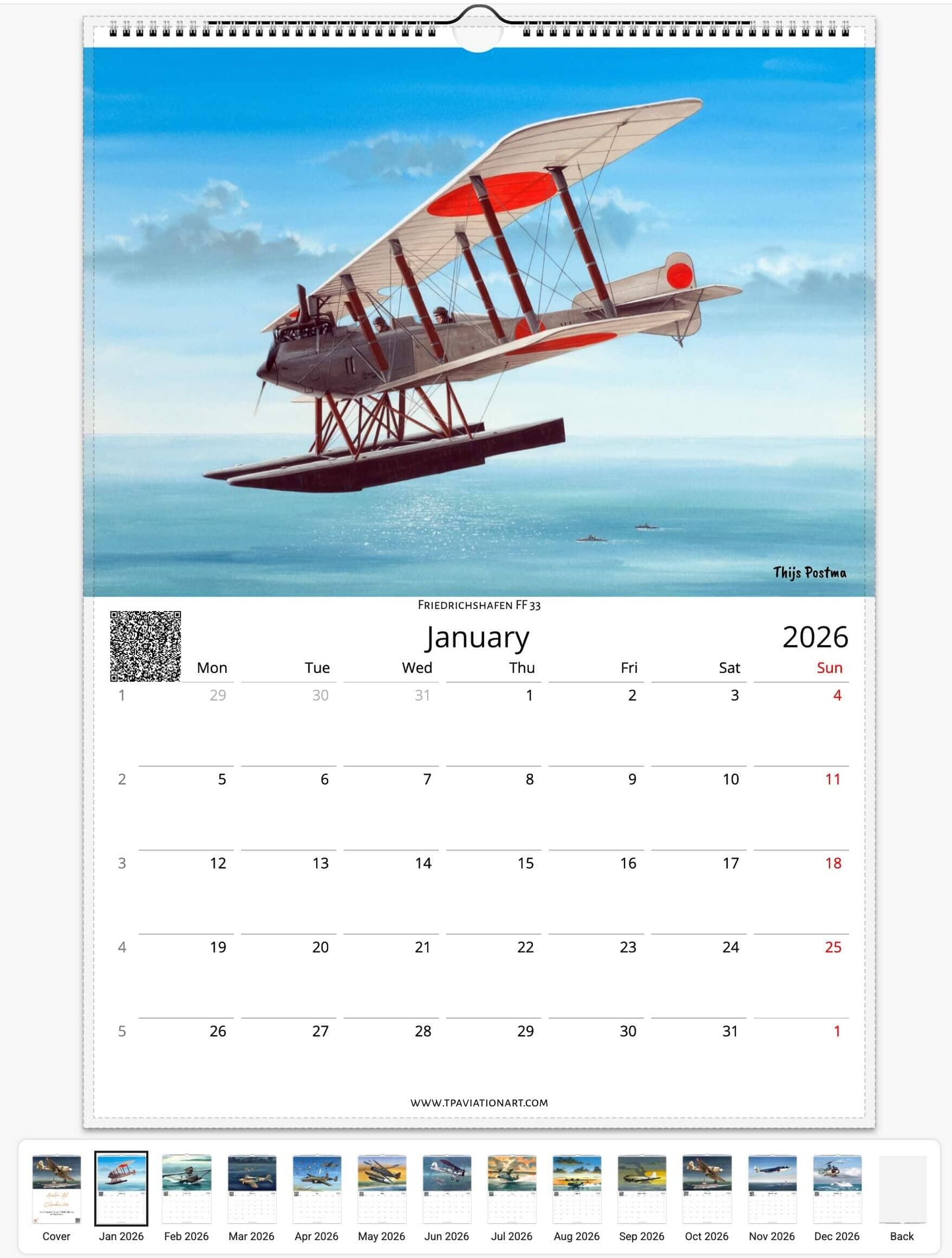 Thijs Postma - Aviation Art Calendar 2026 - Dutch Naval Air Service (MLD) Collection Calendar TP Aviation Art 