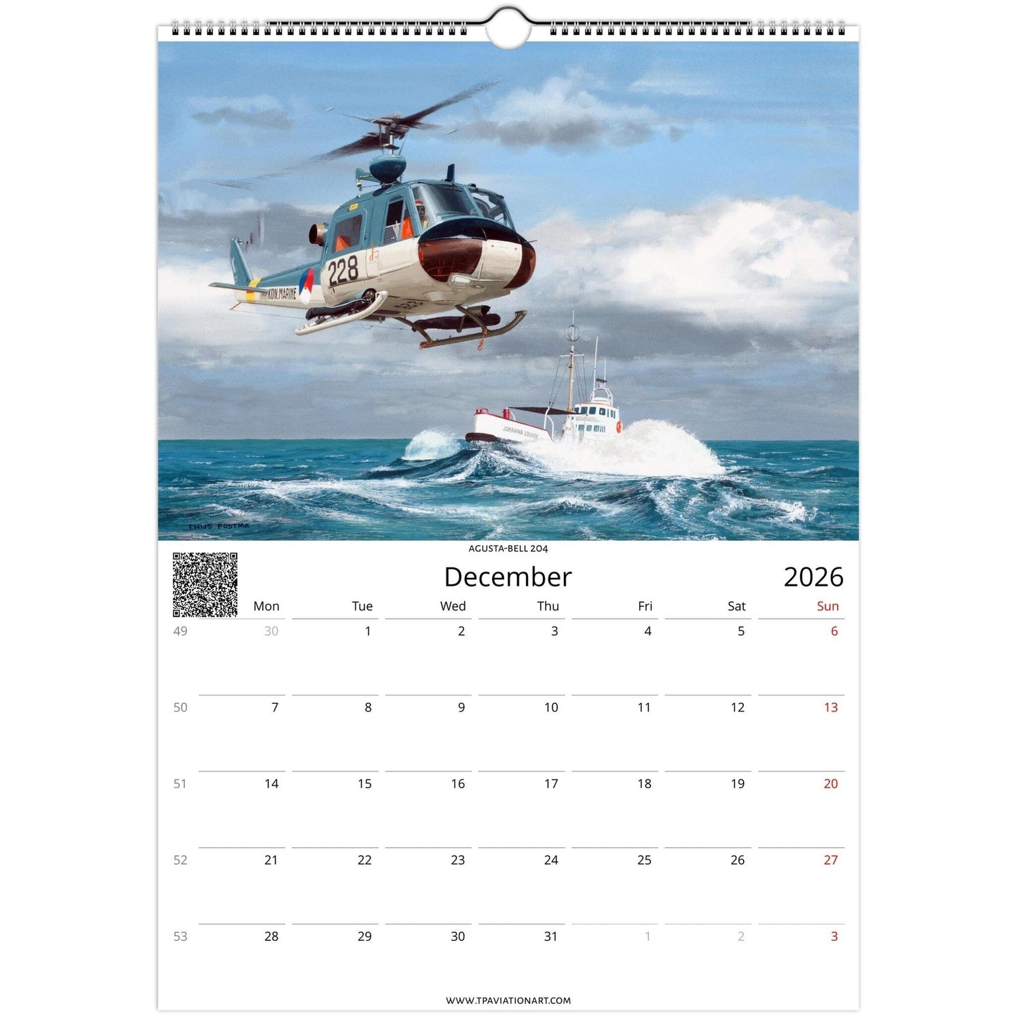 Thijs Postma - Aviation Art Calendar 2026 - Dutch Naval Air Service (MLD) Collection Calendar TP Aviation Art 