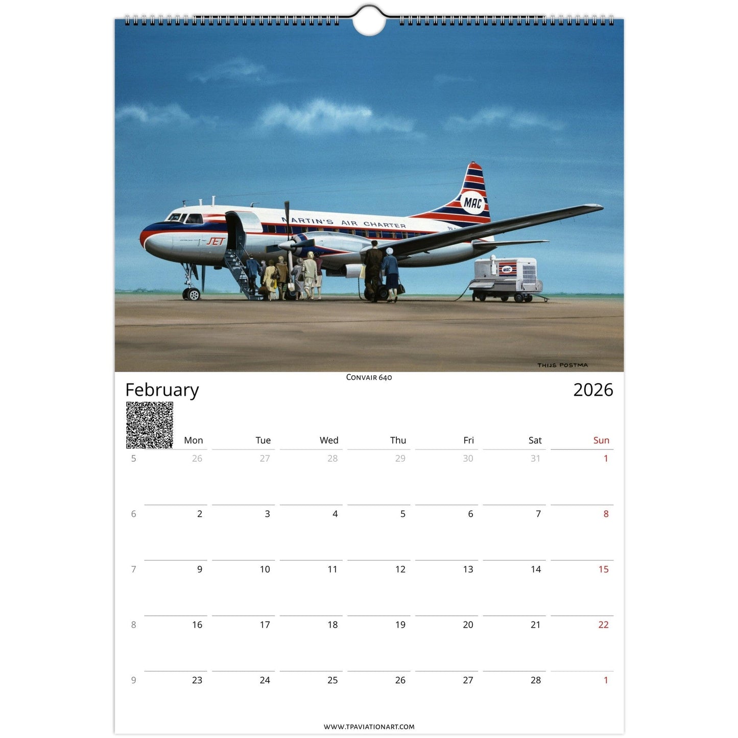 Thijs Postma - Aviation Art Calendar 2026 - Martinair Collection Calendar TP Aviation Art 
