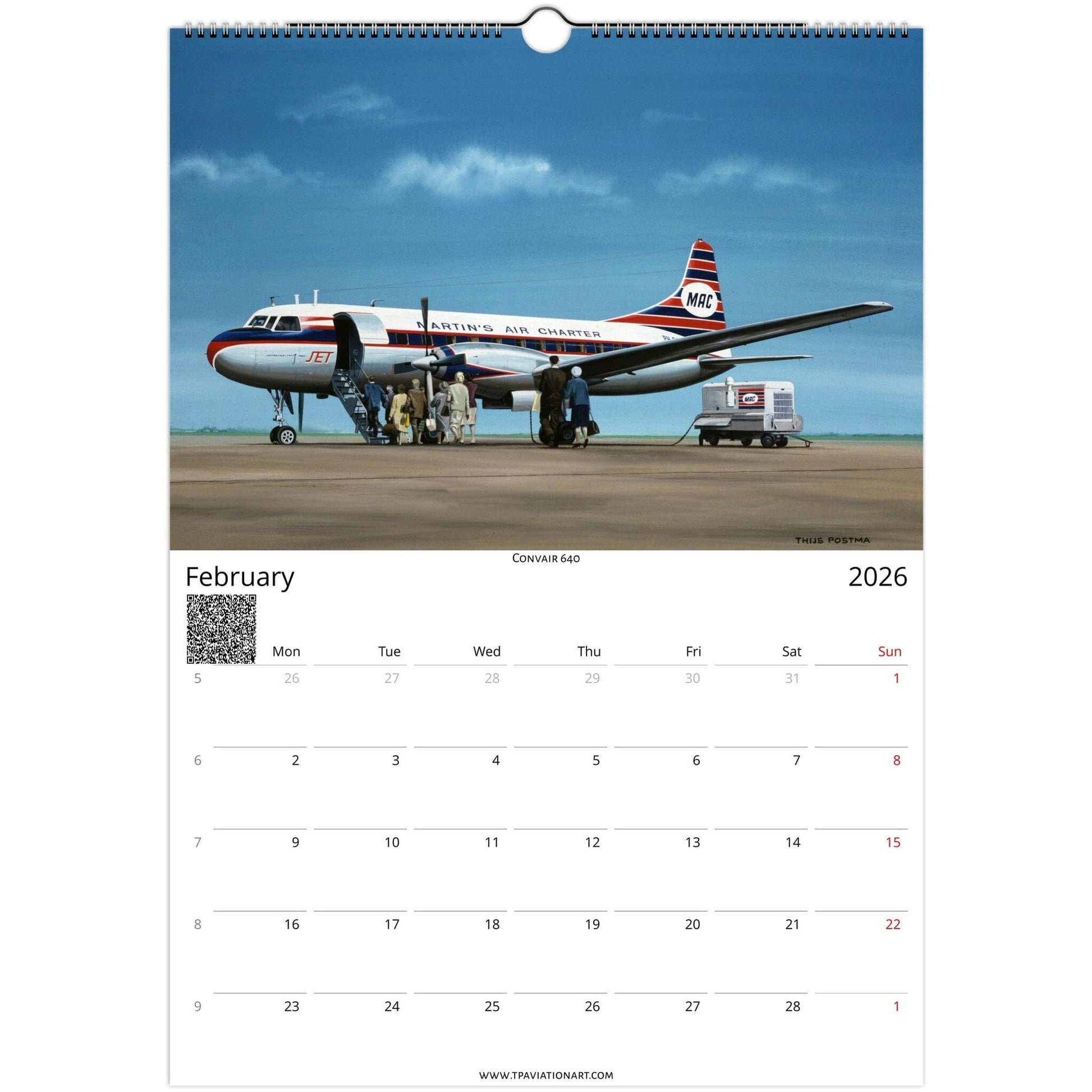 Thijs Postma - Aviation Art Calendar 2026 - Martinair Collection Calendar TP Aviation Art 