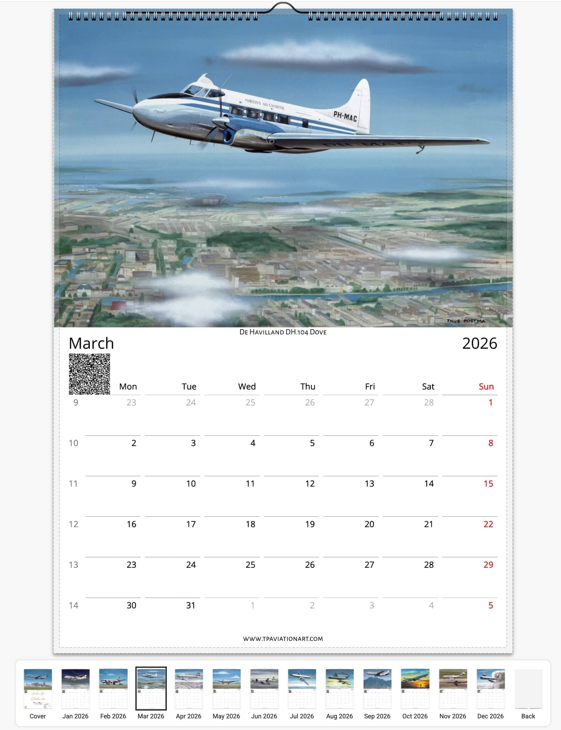 Thijs Postma - Aviation Art Calendar 2026 - Martinair Collection Calendar TP Aviation Art 