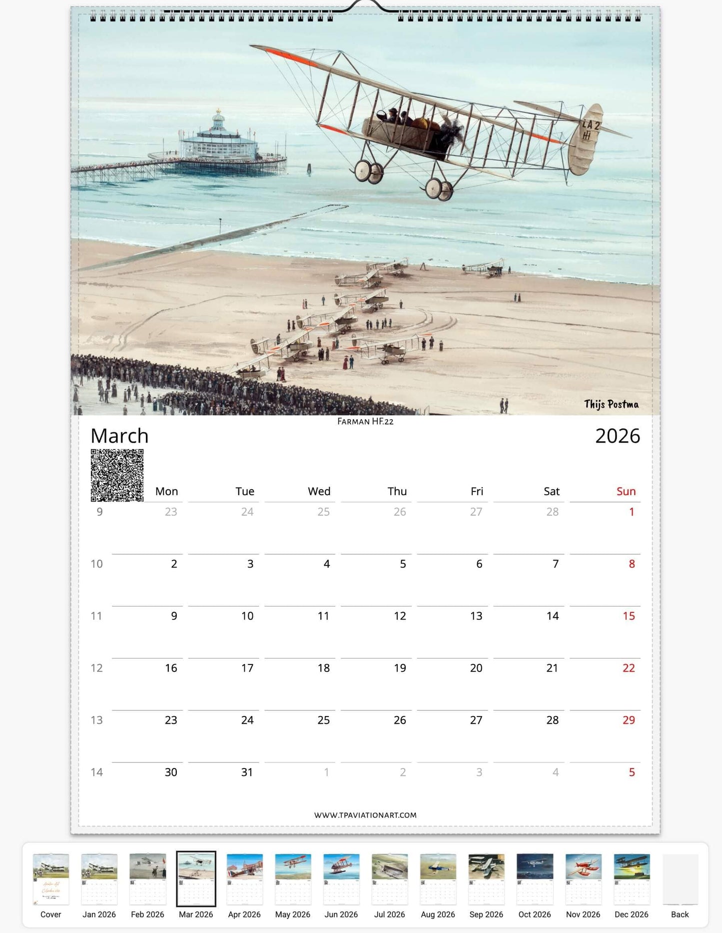 Thijs Postma - Aviation Art Calendar 2026 - Pioneers Of Flight Selection Calendar TP Aviation Art 