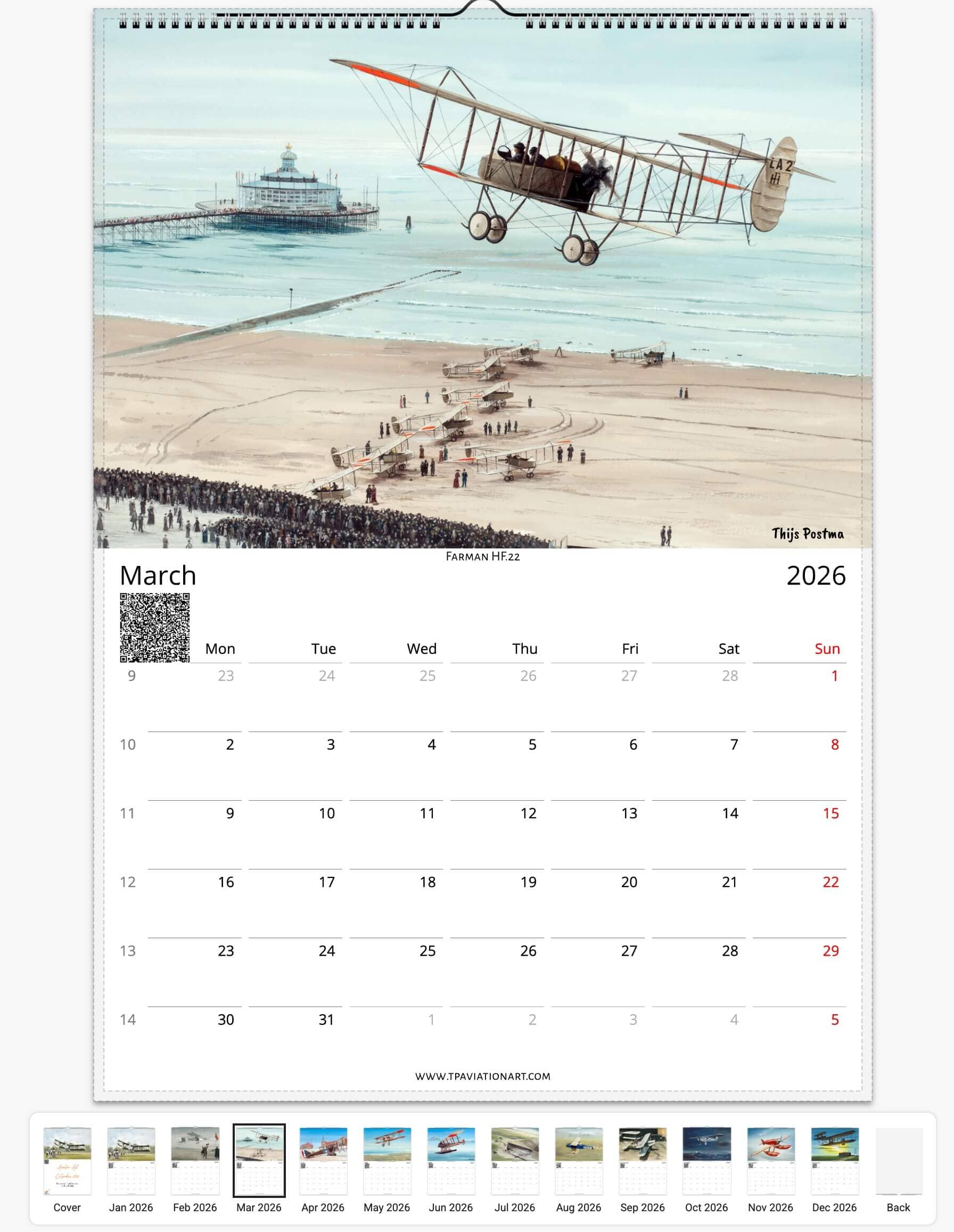 Thijs Postma - Aviation Art Calendar 2026 - Pioneers Of Flight Selection Calendar TP Aviation Art 