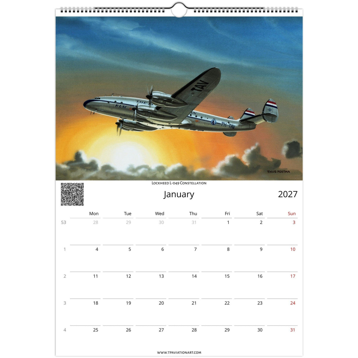 Thijs Postma - Aviation Art Calendar 2027 - Constellation Collection Calendar TP Aviation Art 