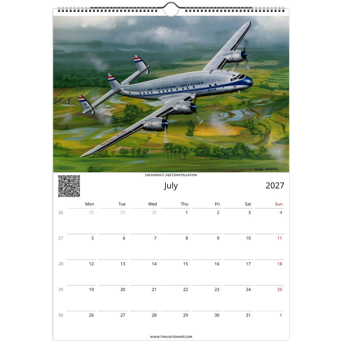 Thijs Postma - Aviation Art Calendar 2027 - Constellation Collection Calendar TP Aviation Art 