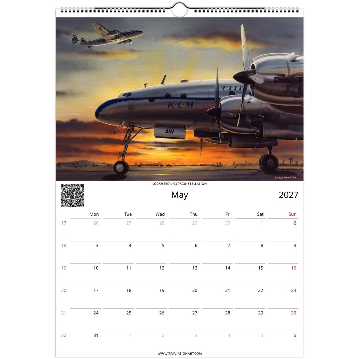 Thijs Postma - Aviation Art Calendar 2027 - Constellation Collection Calendar TP Aviation Art 