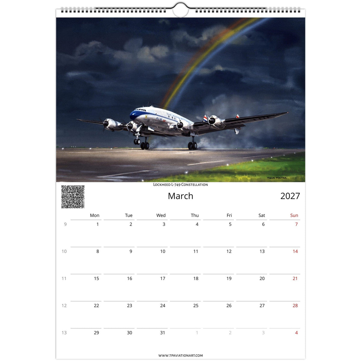 Thijs Postma - Aviation Art Calendar 2027 - Constellation Collection Calendar TP Aviation Art 