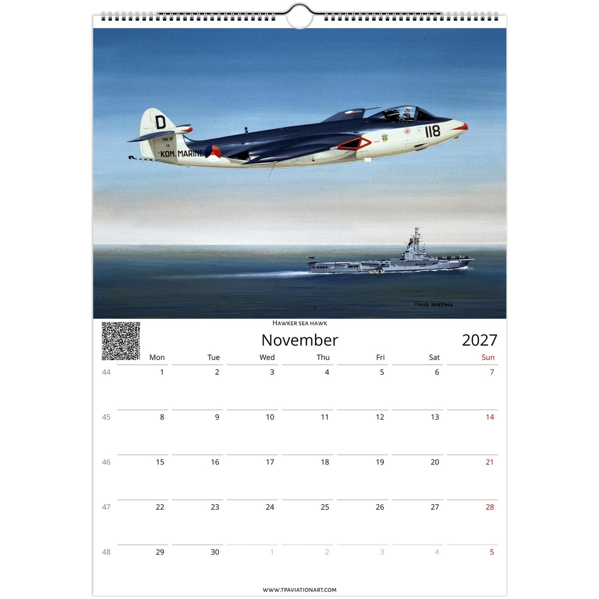 Thijs Postma - Aviation Art Calendar 2027 - Dutch Naval Air Service (MLD) Collection Calendar TP Aviation Art 