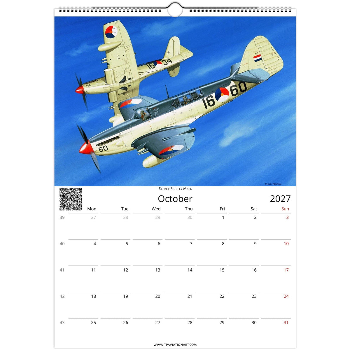 Thijs Postma - Aviation Art Calendar 2027 - Dutch Naval Air Service (MLD) Collection Calendar TP Aviation Art 