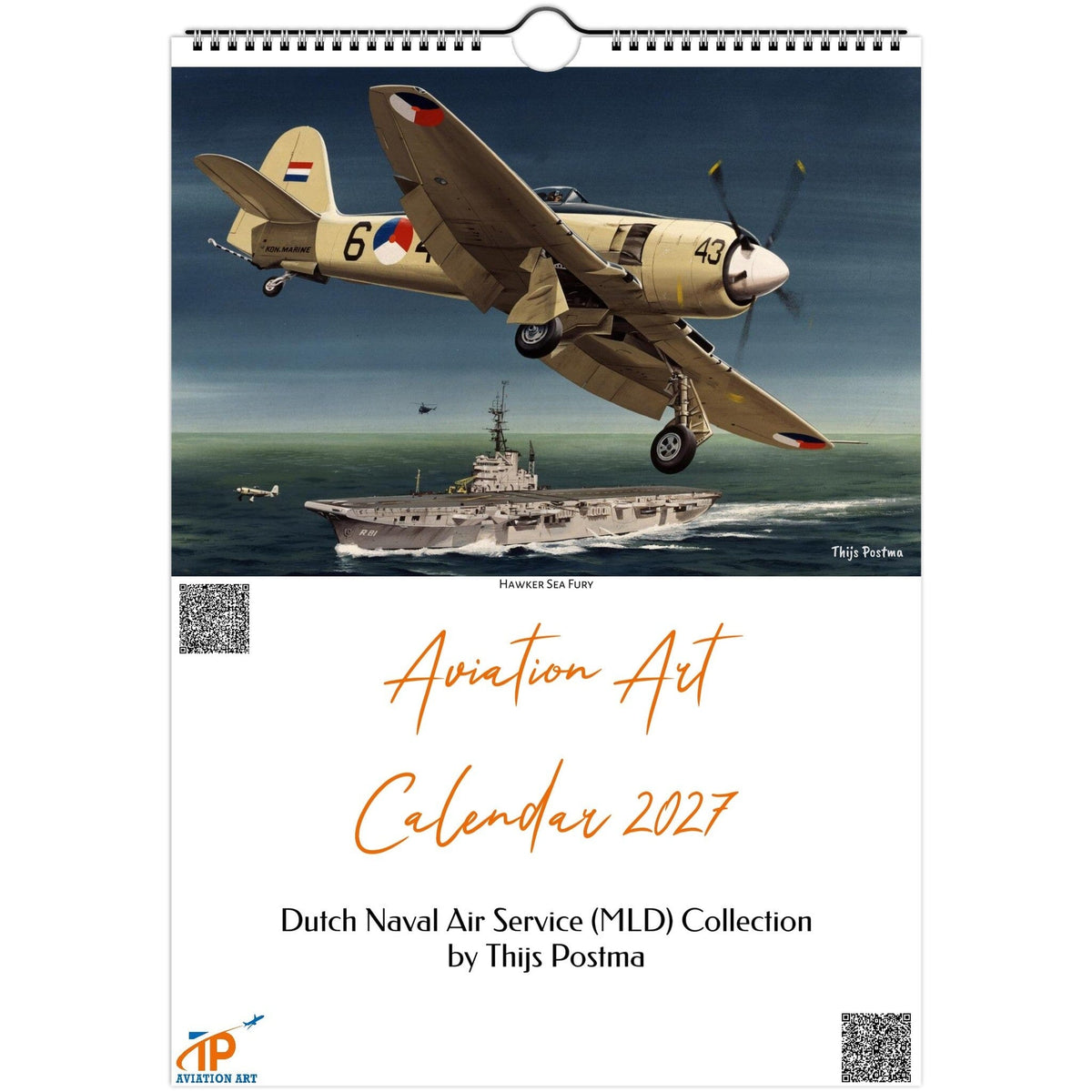 Thijs Postma - Aviation Art Calendar 2027 - Dutch Naval Air Service (MLD) Collection Calendar TP Aviation Art A4 (21 x 29.7 cm) 