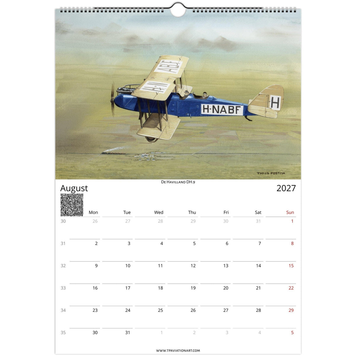 Thijs Postma - Aviation Art Calendar 2027 - Pioneers Of Flight Selection Calendar TP Aviation Art 