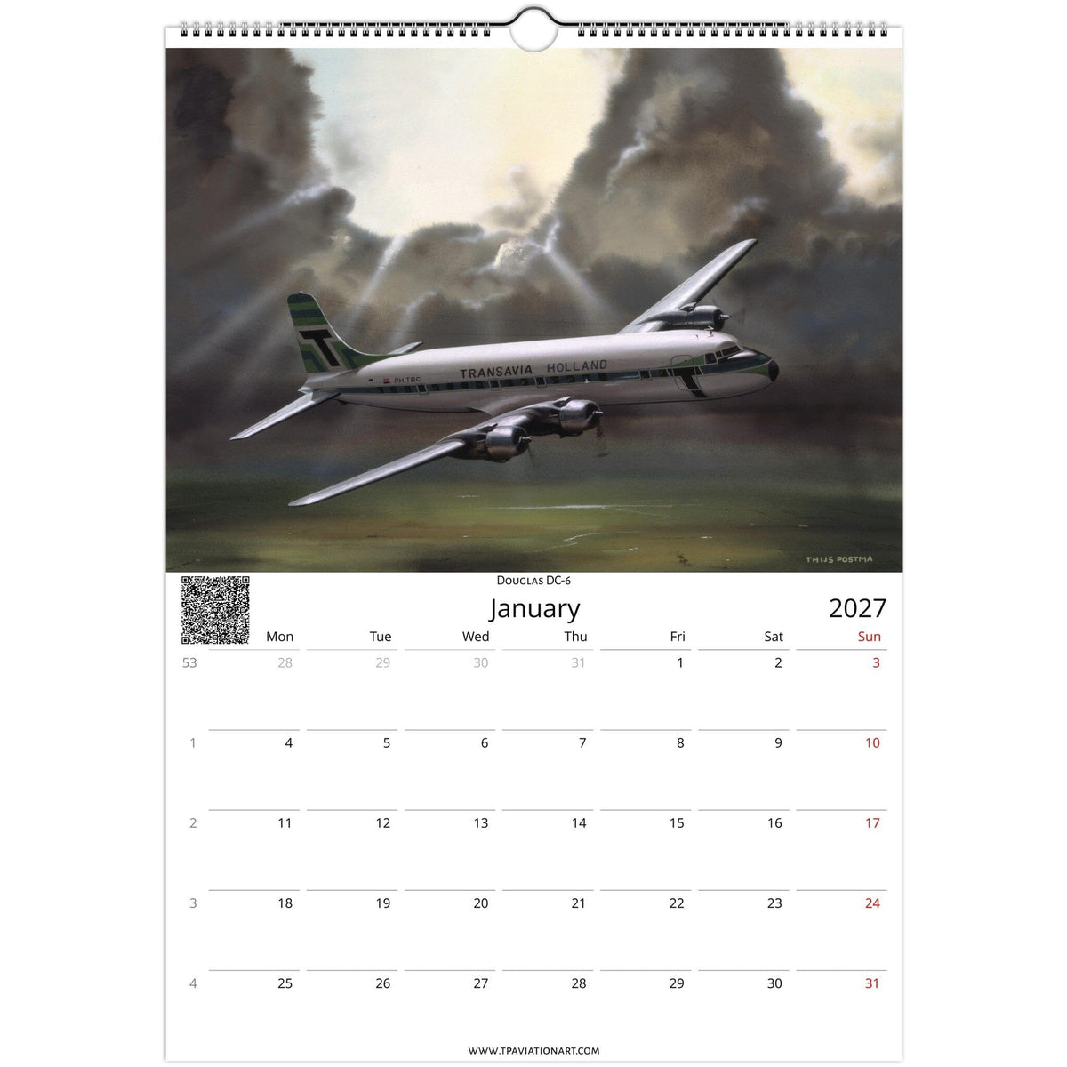 Thijs Postma - Aviation Art Calender 2027 - Transavia Collection Calendar TP Aviation Art 