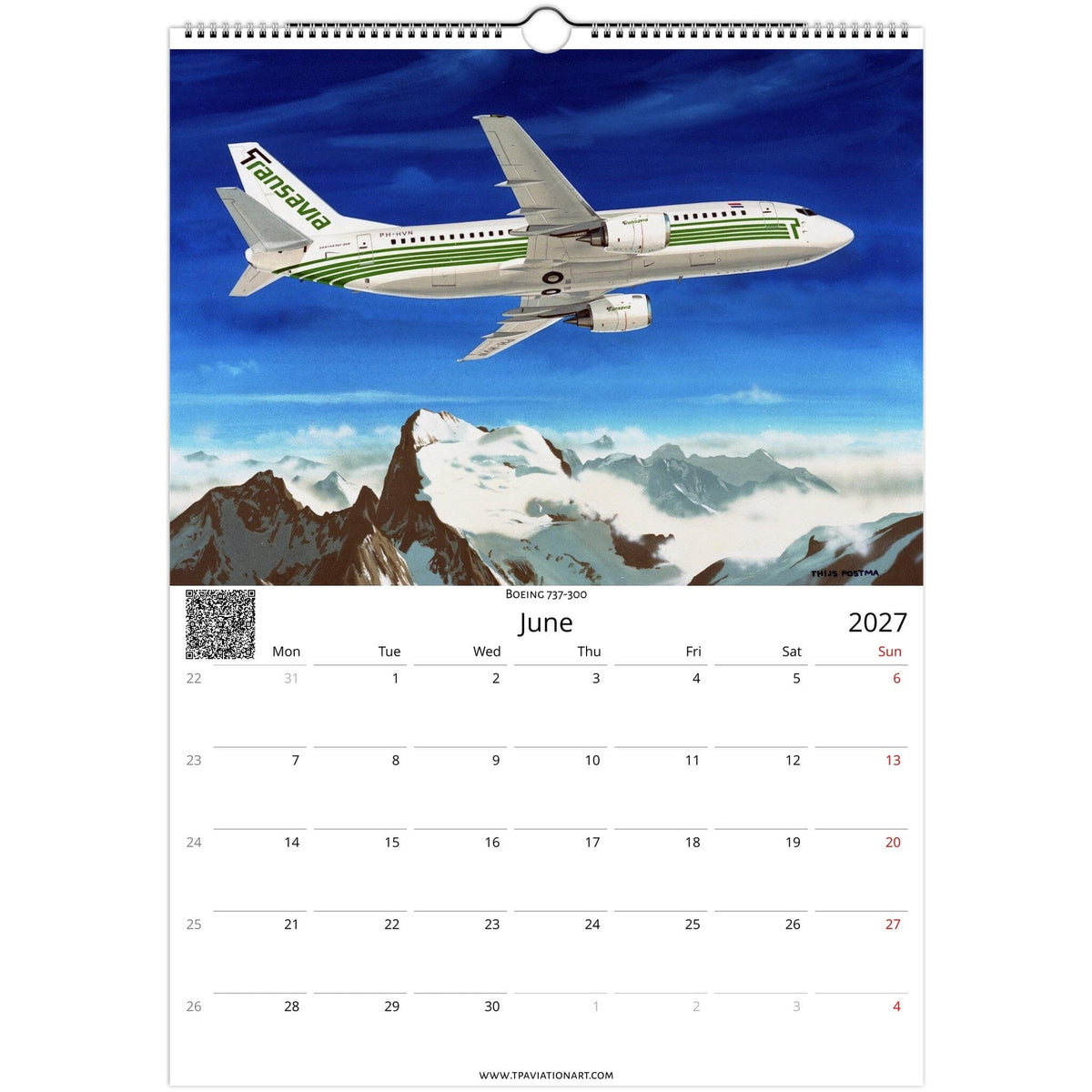Thijs Postma - Aviation Art Calender 2027 - Transavia Collection Calendar TP Aviation Art 