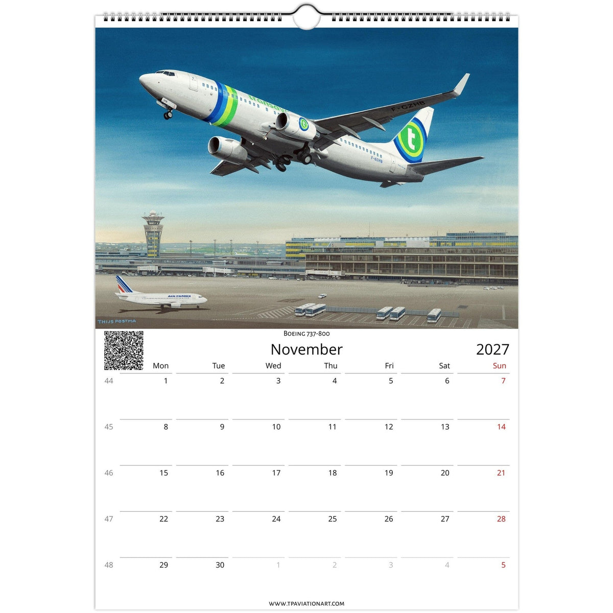 Thijs Postma - Aviation Art Calender 2027 - Transavia Collection Calendar TP Aviation Art 