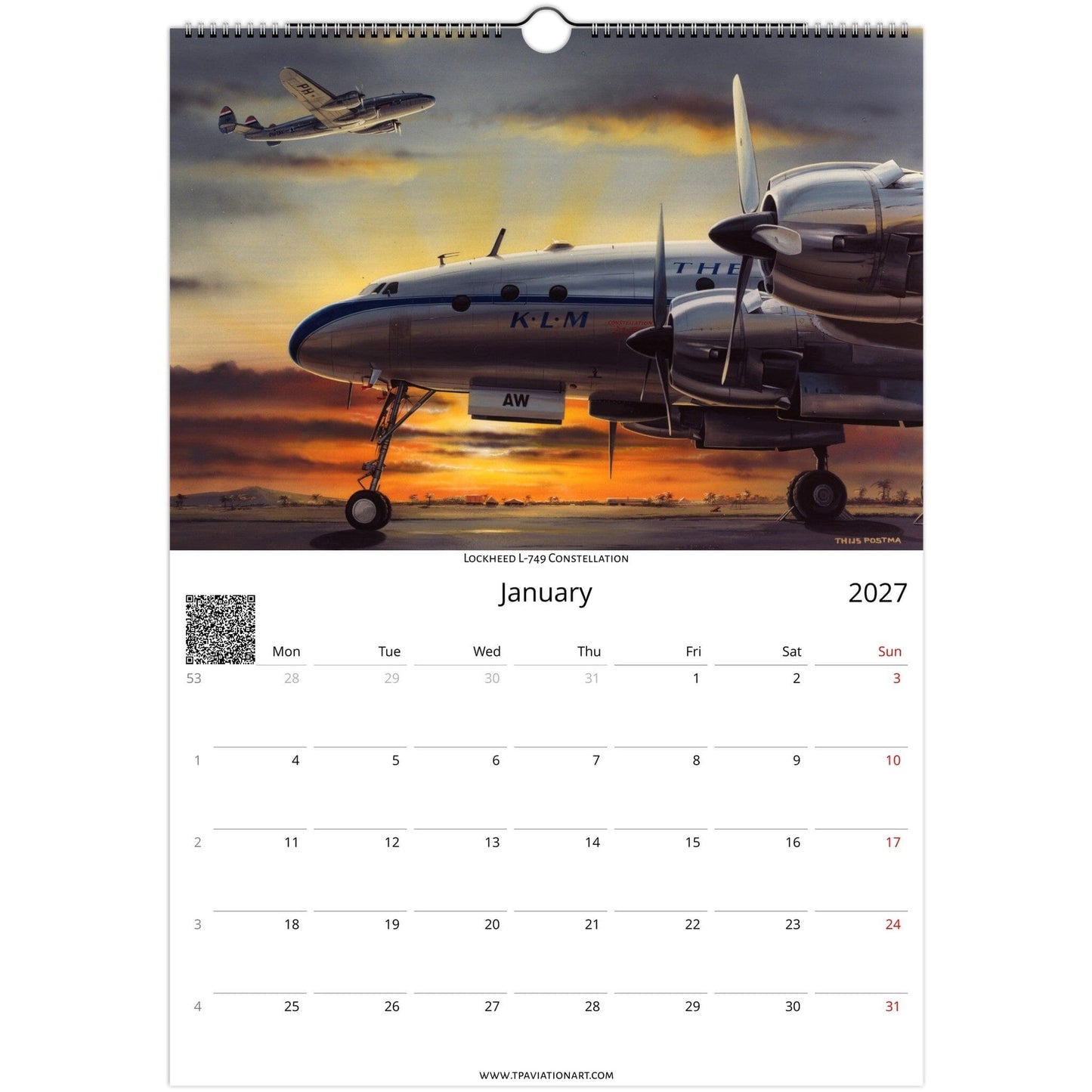 Thijs Postma - Aviation Art School Calendar 2026/2027 - Constellation Collection Calendar TP Aviation Art 