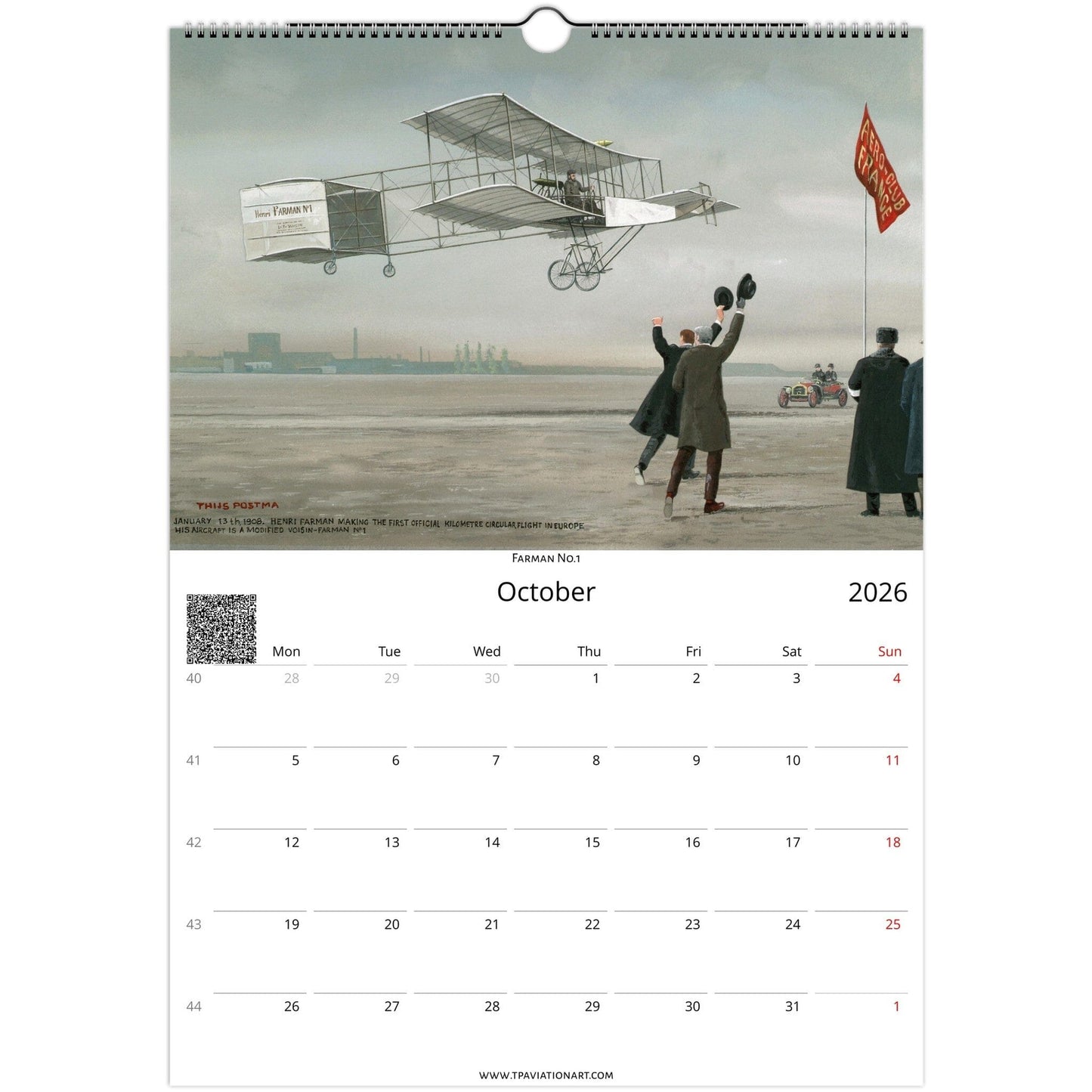 Thijs Postma - Aviation Art School Calendar 2026/2027 - Pioneers Of Flight Selection Calendar TP Aviation Art 