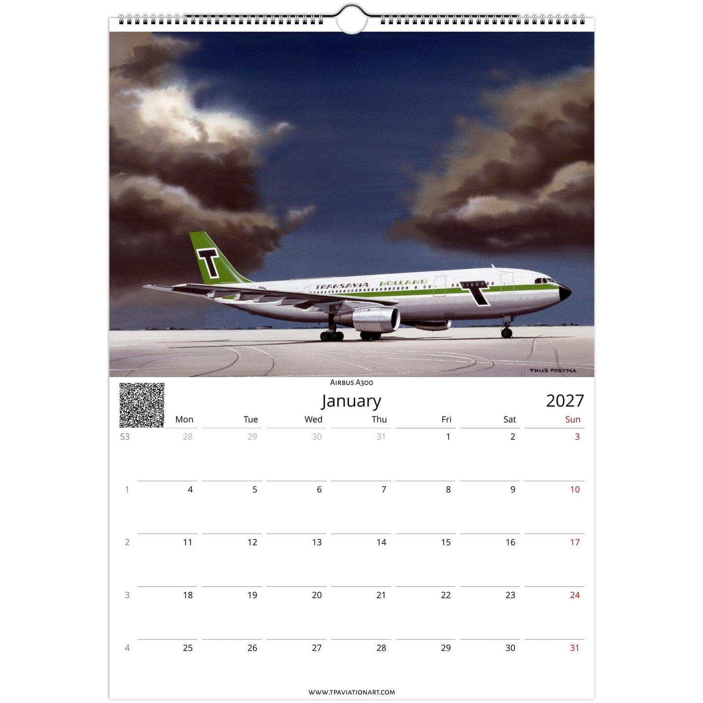 Thijs Postma - Aviation Art School Calendar 2026/2027 - Transavia Collection Calendar TP Aviation Art 