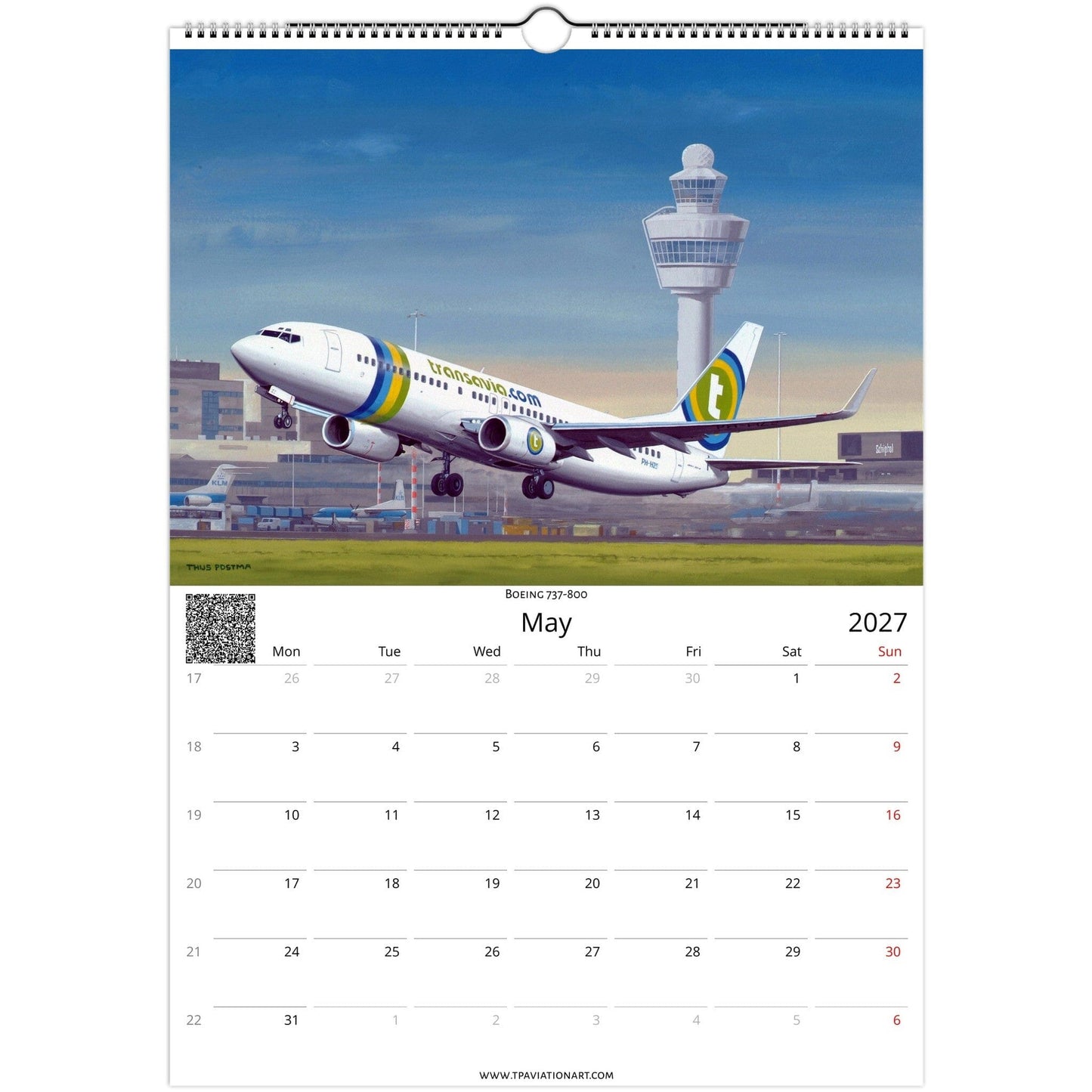 Thijs Postma - Aviation Art School Calendar 2026/2027 - Transavia Collection Calendar TP Aviation Art 