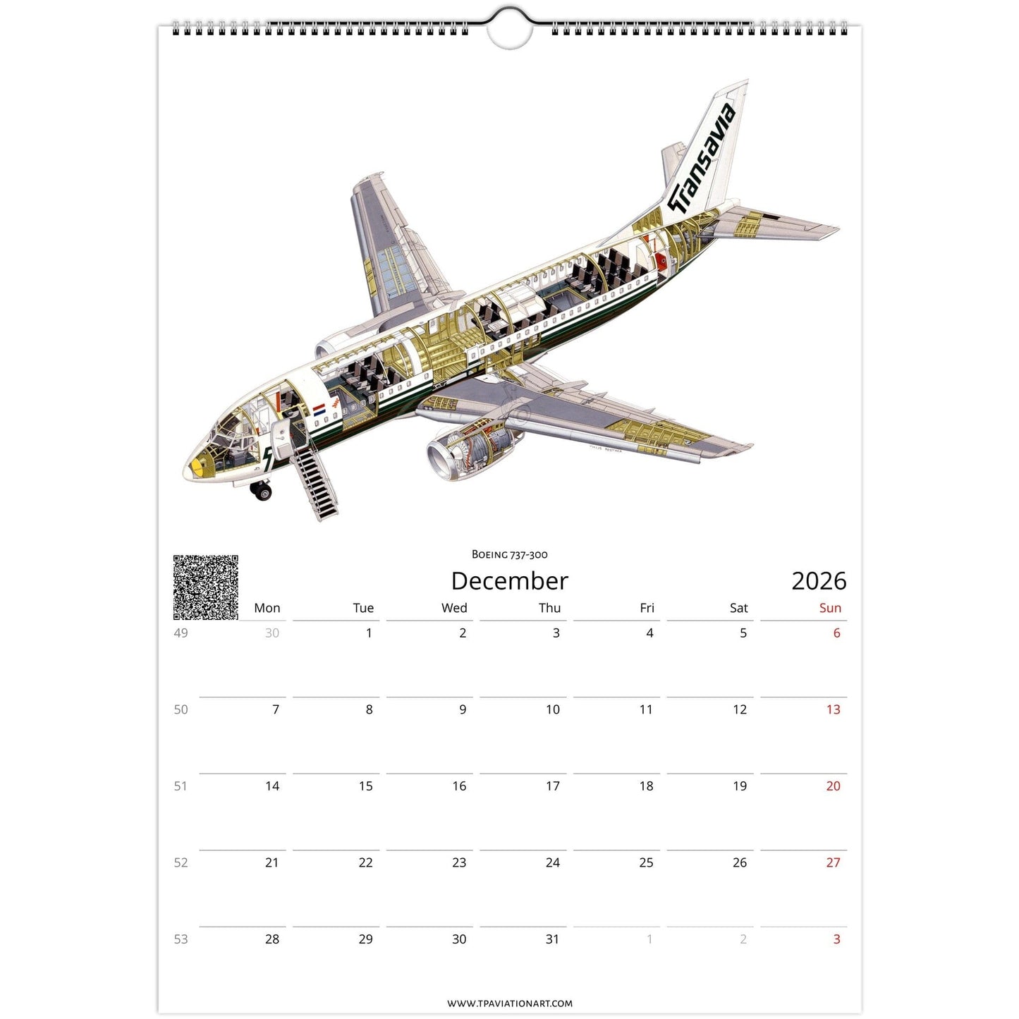 Thijs Postma - Aviation Art School Calendar 2026/2027 - Transavia Collection Calendar TP Aviation Art 