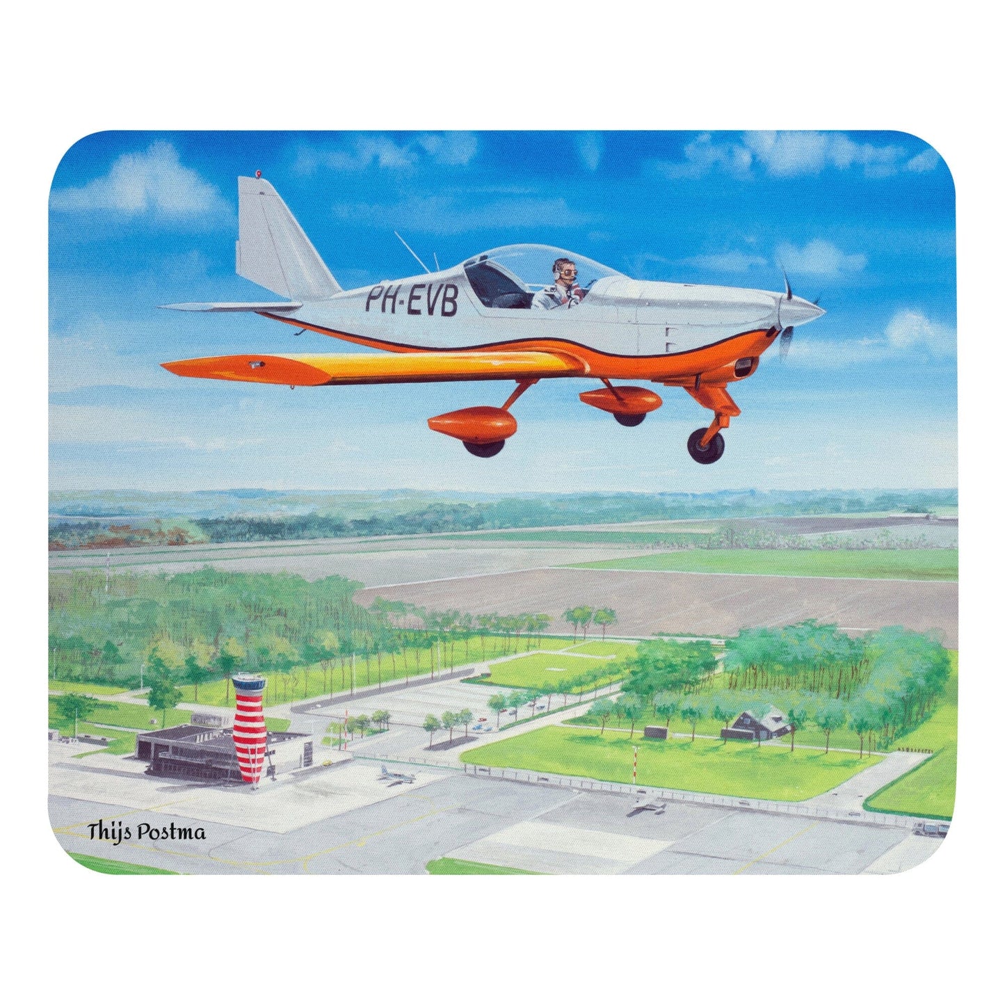 Thijs Postma - Mouse Pad - Aero AT-3 Over Lelystad PH-EVB Mouse Pads TP Aviation Art 
