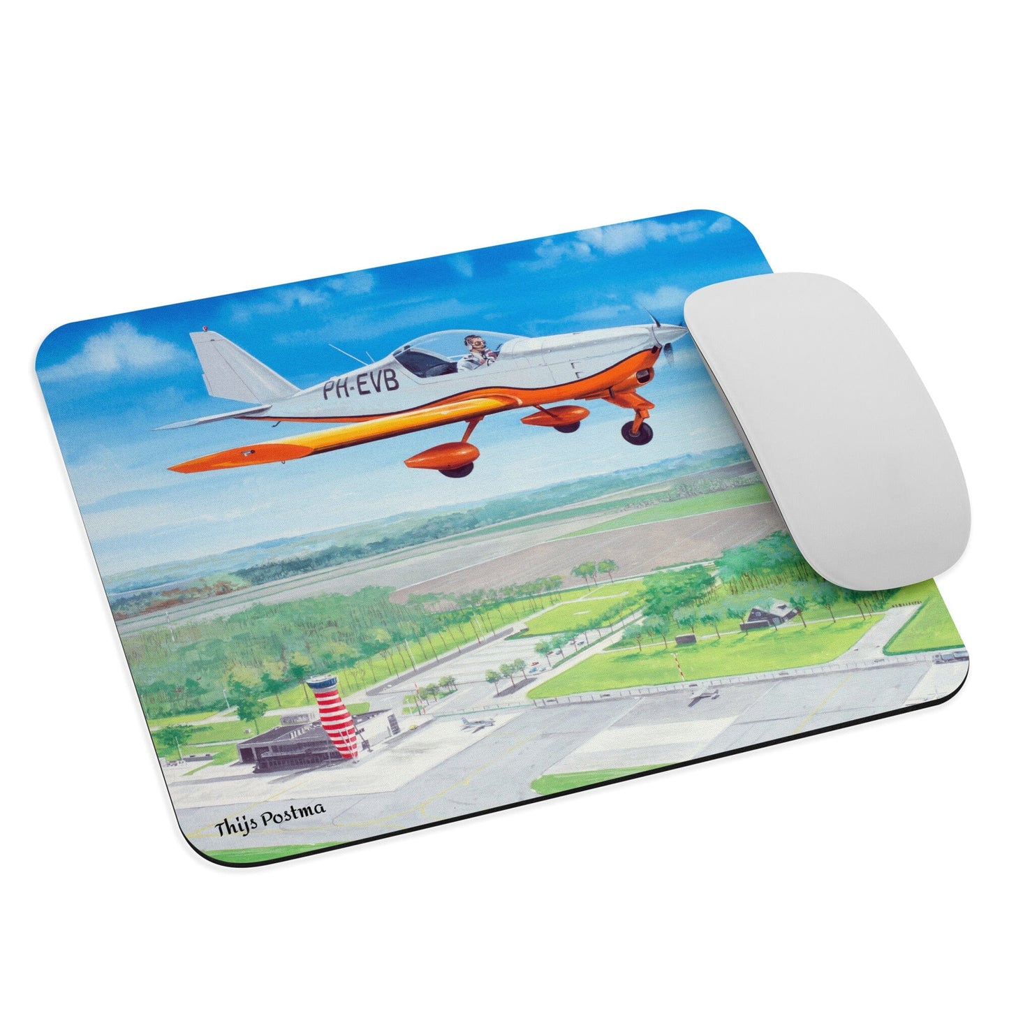 Thijs Postma - Mouse Pad - Aero AT-3 Over Lelystad PH-EVB Mouse Pads TP Aviation Art 