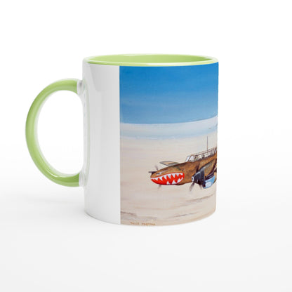 Thijs Postma - Mug - Messerschmitt Bf 110 Iraq - Ceramic 11oz Mugs TP Aviation Art Ceramic Green 