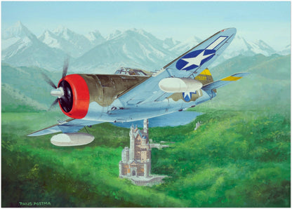 Thijs Postma - Original Painting - Republic P-47D Thunderbolt Over Schloss Neuschwanstein Original Painting TP Aviation Art 