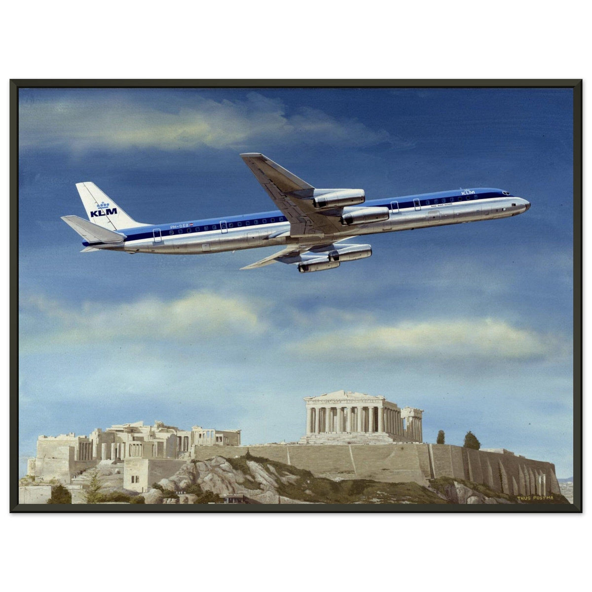Thijs Postma - Poster - 1967 Douglas DC-8-63 Acropolis - Metal Frame Poster - Metal Frame TP Aviation Art 45x60 cm / 18x24″ 