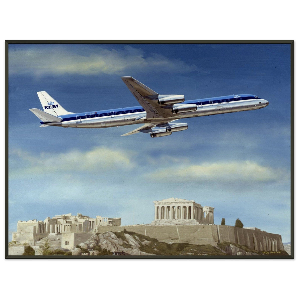 Thijs Postma - Poster - 1967 Douglas DC-8-63 Acropolis - Metal Frame Poster - Metal Frame TP Aviation Art 60x80 cm / 24x32″ 